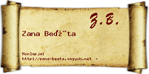 Zana Beáta névjegykártya